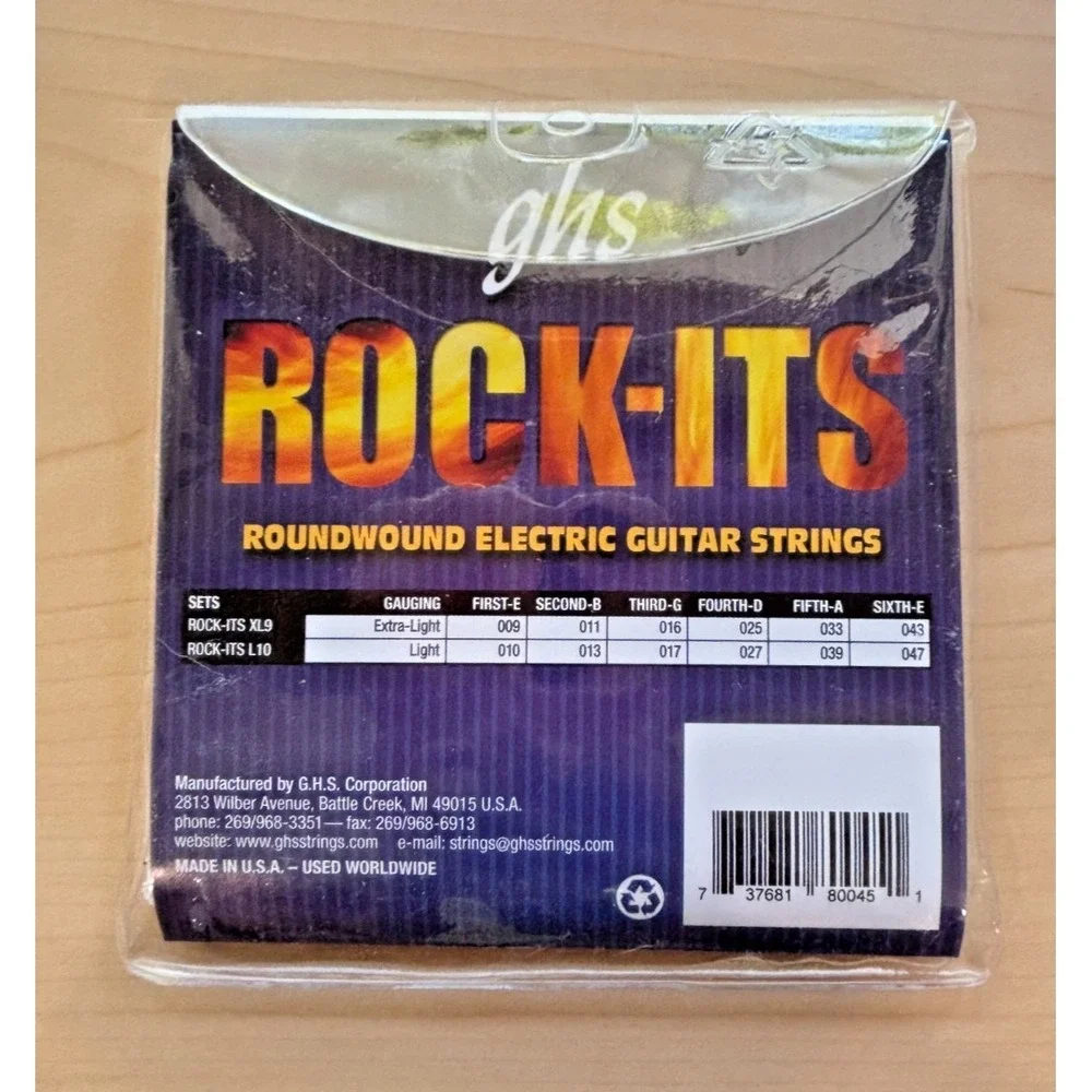 Lot Of 5 GHS Rock-Its XL9 Electric Guitar Strings Extra Light .009 Roundwound